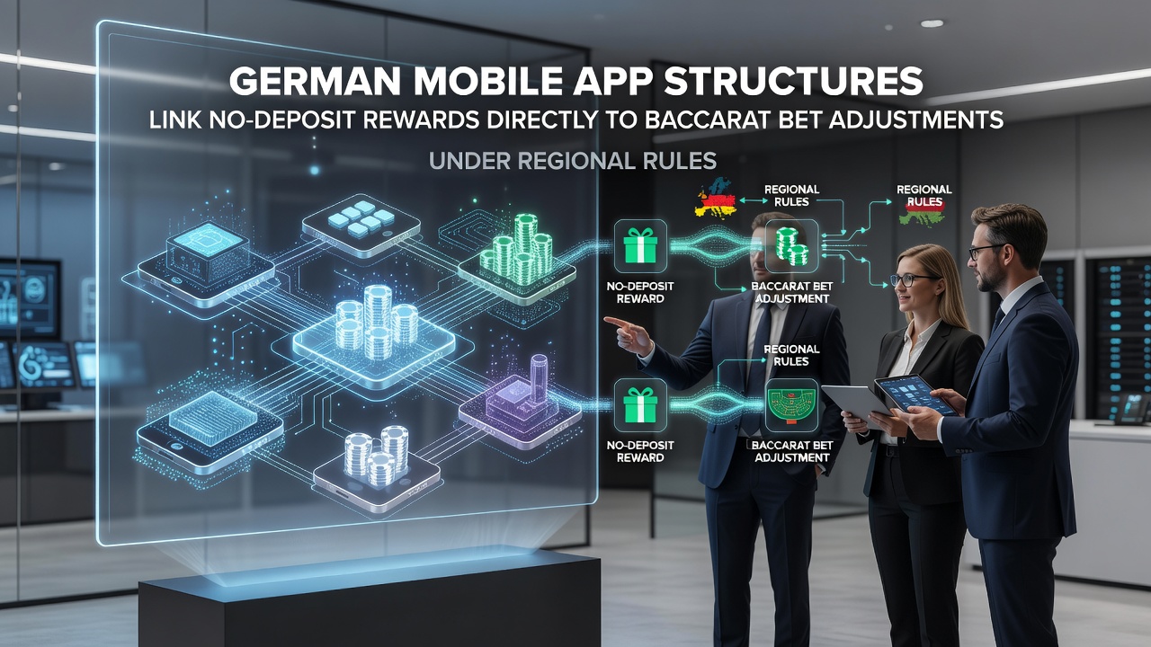 Darstellung mobiler App-Strukturen mit No-Deposit-Belohnungen und Baccarat-Wetteinstellungen in deutschen Regionen