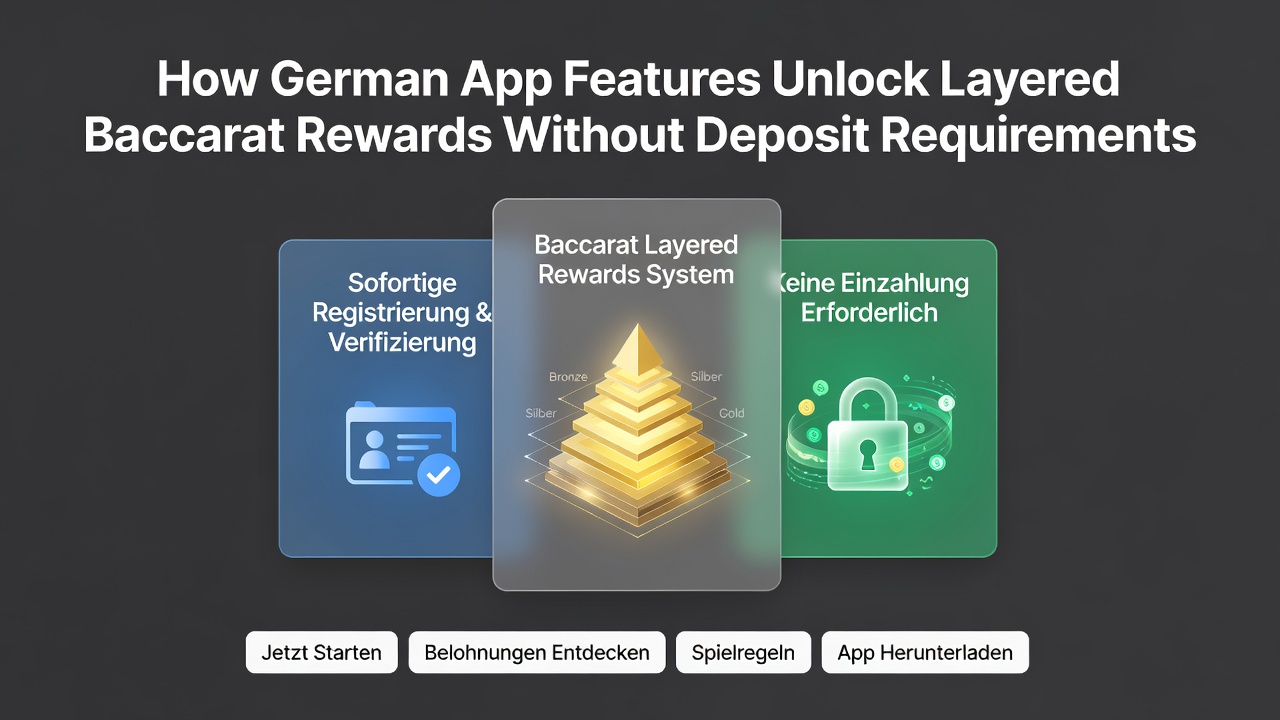 Mobile App-Oberfläche zeigt gestaffelte Baccarat-Belohnungen und no-deposit Optionen für deutsche Nutzer