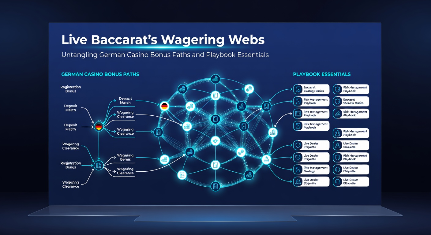 Detaillierte Grafik zu Bonusbedingungen und Wettanforderungen in Live Baccarat, zeigt Pfade von Einzahlung bis Auszahlung in einem deutschen Casino-Kontext