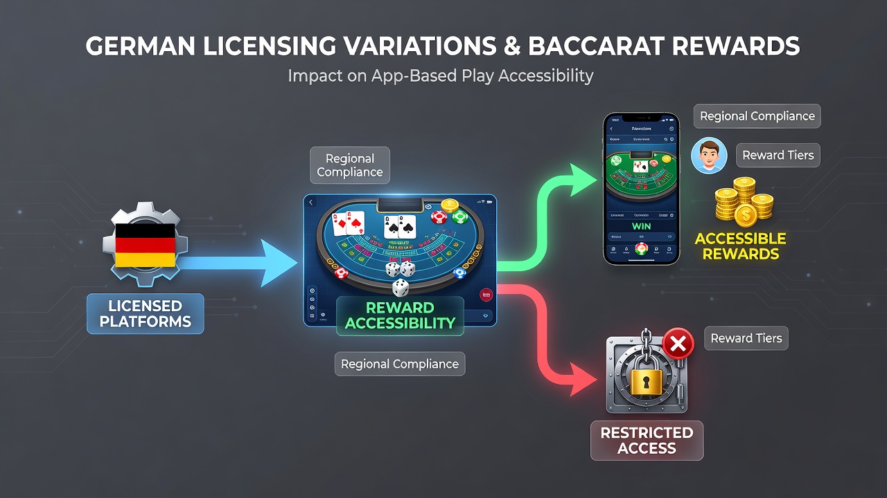 Mobile App-Oberfläche mit Baccarat-Spiel und Lizenzindikatoren